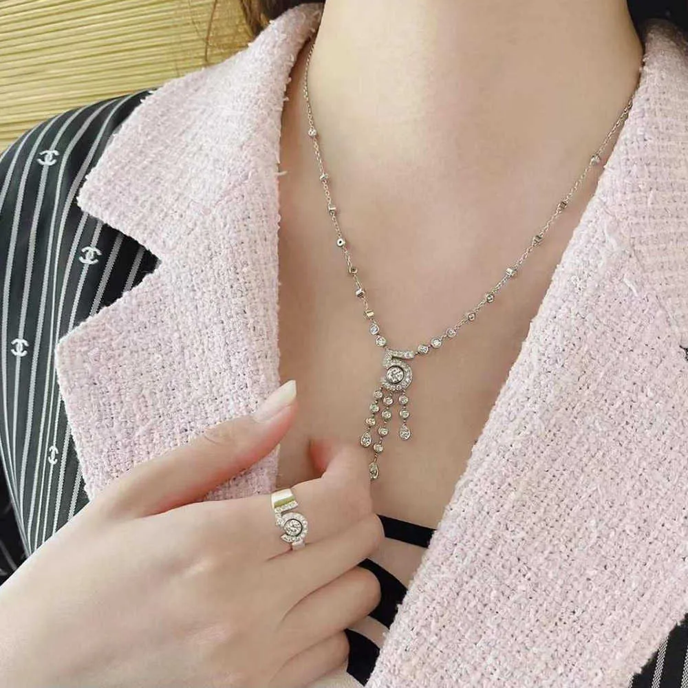 Luxury Fashion Elegant Temperament Digital No 5 Tassel Necklace For Women 925 Electropated Platinum AAA Zircon Shiny Exquisite3041