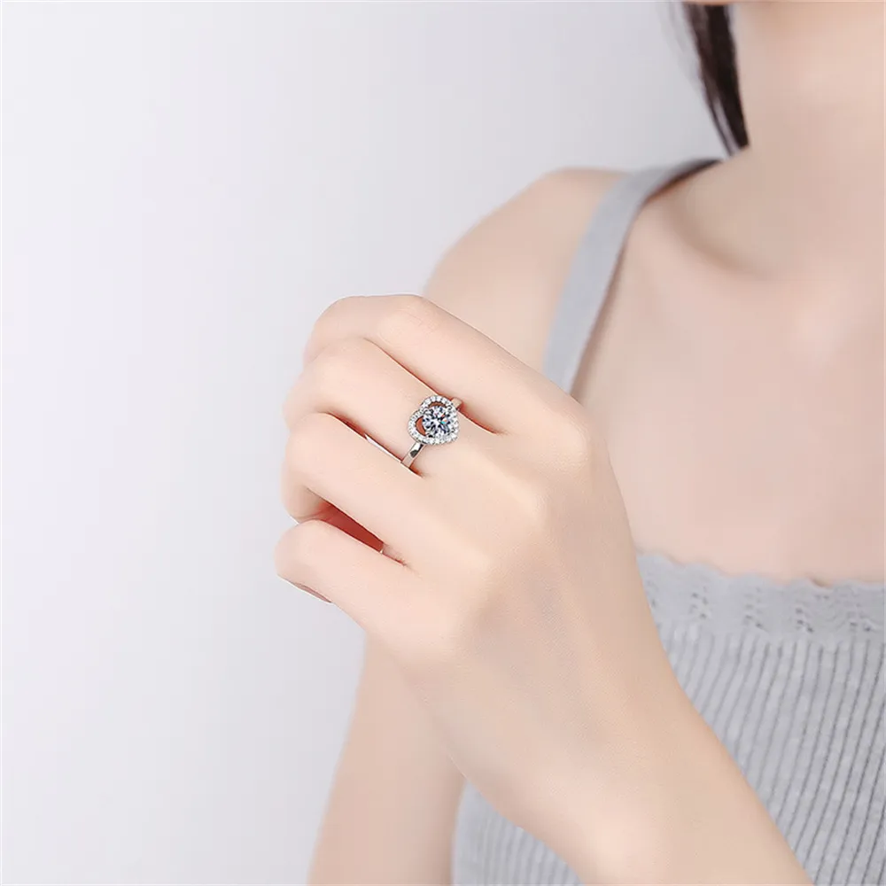 Bague en forme de coeur pour femmes bijoux assortis S925 argent Moissanite anneaux anniversaire anniversaire Festival amoureux cadeau