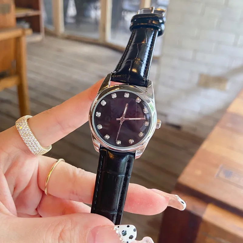Luksusowy zegarek Zielony biały czarny różowy diament zegarki dla kobiet zegarki skórzany pasek Top Designer Prezent Prezent dla kobiet 286T