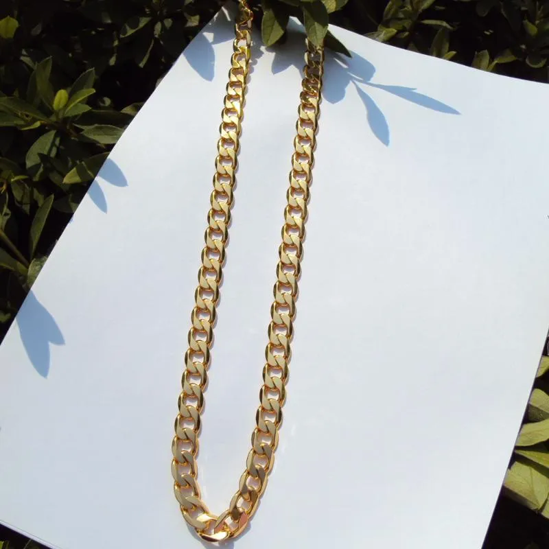Collier chaîne à maillons cubains en or massif 24 jaune, finition authentique 18 carats estampillé 10 Mm, avec pendentif fabriqué pour hommes, Neck294Z
