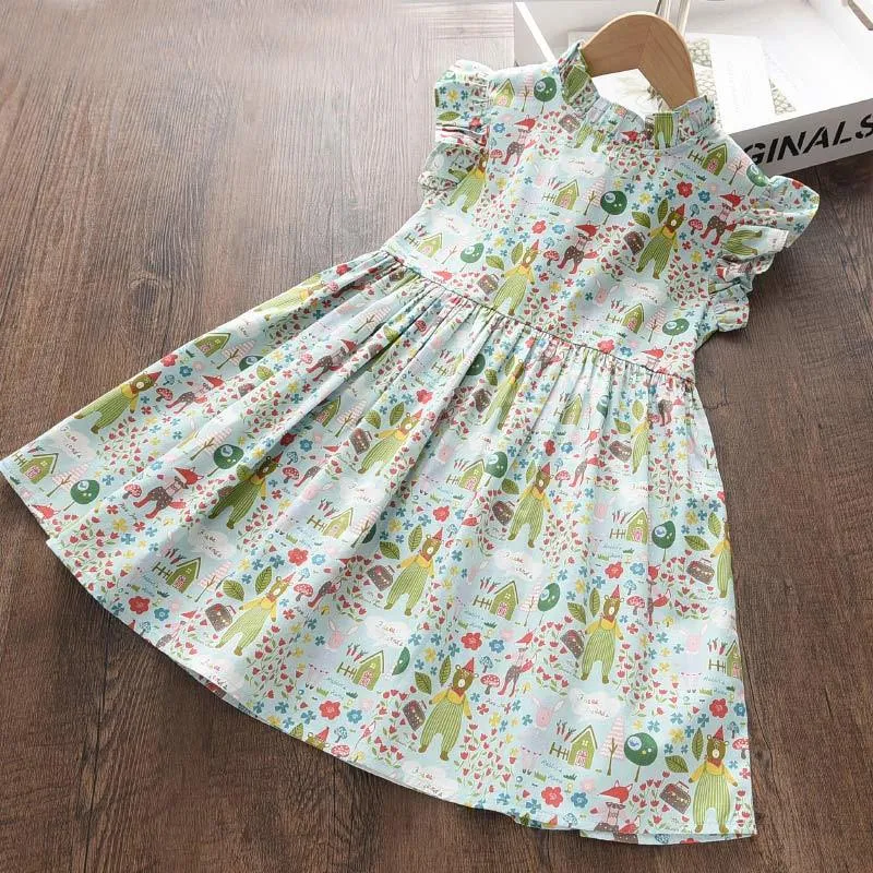 Girls Princess Dress Summer Kids Party Dresses Cute Floral Outfits Flowers Girl Children Vestidos Clothes 210429