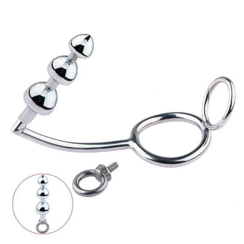 NXYCockrings 40/45/50mm Plug anale in metallo con anello rubinetto Cintura di castità maschile Dispositivo Ball Barella Pene Gioco adulti Giocattoli del sesso gli uomini 1124