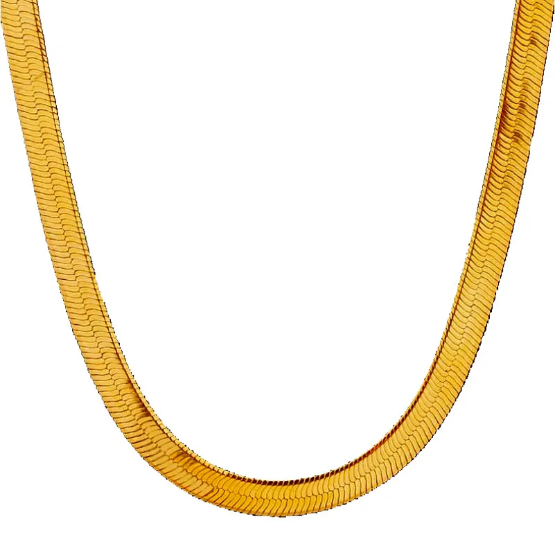 Men Women Elegant Hip-Hop Punk 18K Real Gold Plated 24inch Fashion 7MM 10MM Long Snake Chain Necklaces Costume Necklace Jewelry275e