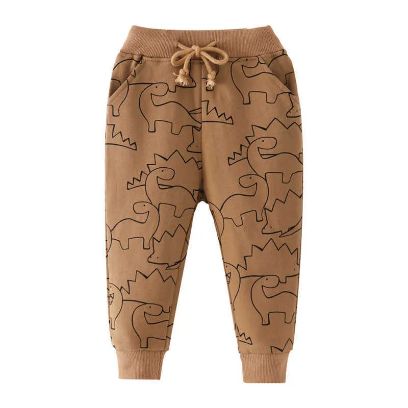 Hoppmätare Ankomst Baby Långbyxor Dinosaurs Pojkar Sweatpant Drawstring Fashion Sport Lösa byxor för barnkläder 210529