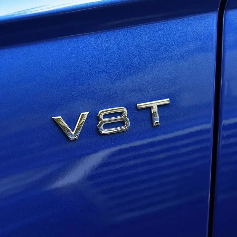 Estilo do carro 3D Metal V6T V8T Logo Metal Emblema Decalques Adesivos para Audi S3 S4 S5 S6 S7 S8 A2 A1 A5 A6 A3 A4 A7 Q3 Q5 Q7 TT235M