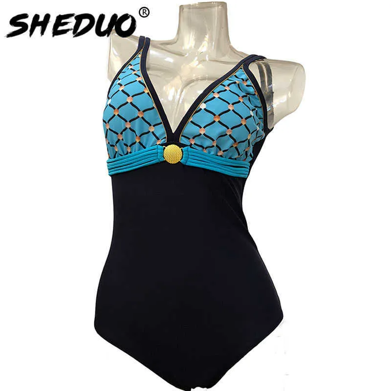 Badkläder för kvinnor Mermaid Print Backless Swimsuit Monokini Sexig Baddräkt Deep V Beach Simning Ankomst 210611