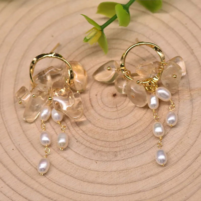Natürliche Süßwasser Barocke Perle Boho Baumeln Ohrringe Vintage Für Frauen Party Geschenke Hochzeit Lange Quaste Stein Ohrring Schmuck