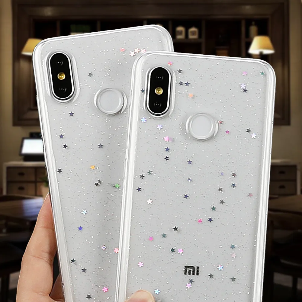 Bling Glitter Star Trasparente Custodie Xiaomi Redmi Nota 10 9 Pro 10S 9S 8 7 POCO X3 Pro NFC Molle Del Silicone Della Copertura Del Telefono Borsette