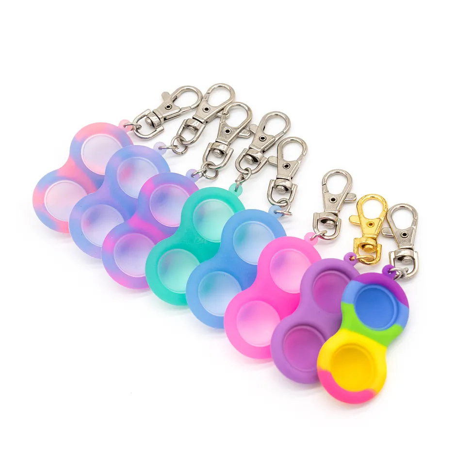 Partihandel Unzip Party gynnar Baby Handheld Mini Toy Luminous Stress Reliever Relief Key Ring Handleksaker Tryck Simple Pop Keychain med OPP Bag4478101