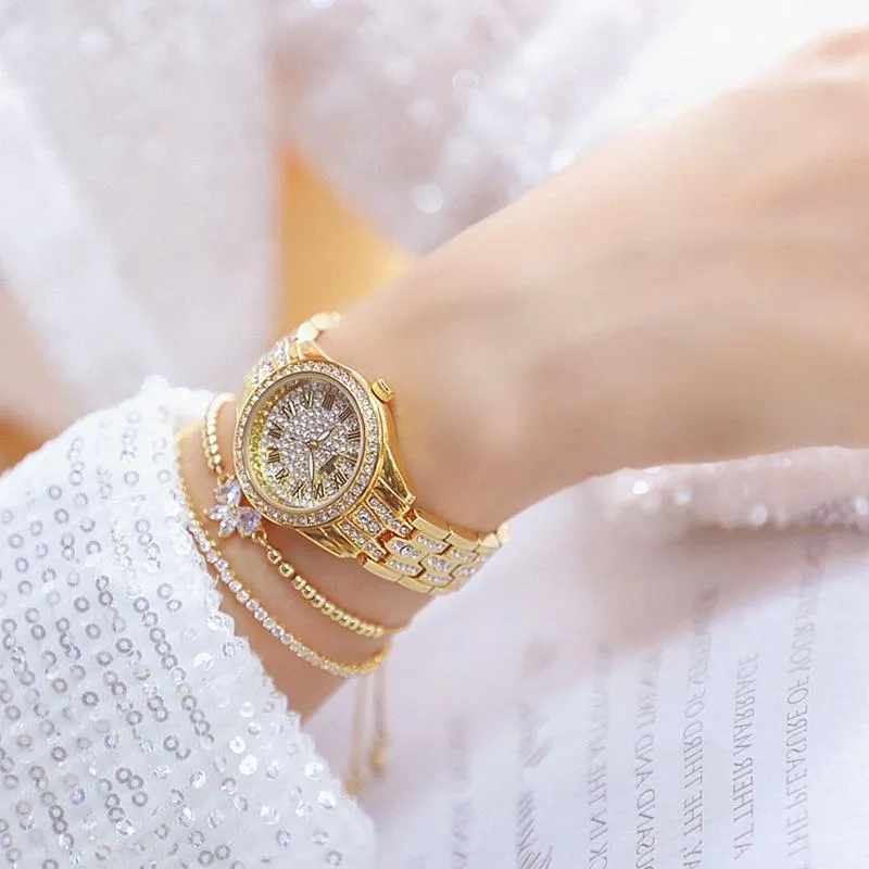 Woman Watches 2021 Famous Top Dress Gold Diamond Golden Clock Quartz Ladies Wrist Wristwatches268m