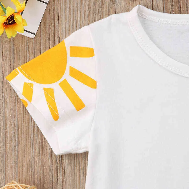 Lioraitiin 1-6years Toddler Yeni Moda Bebek Kız Yaz T Gömlek Kısa Kollu Gökkuşağı Baskılı Püskül Patchwork Pamuk G1224 Tops