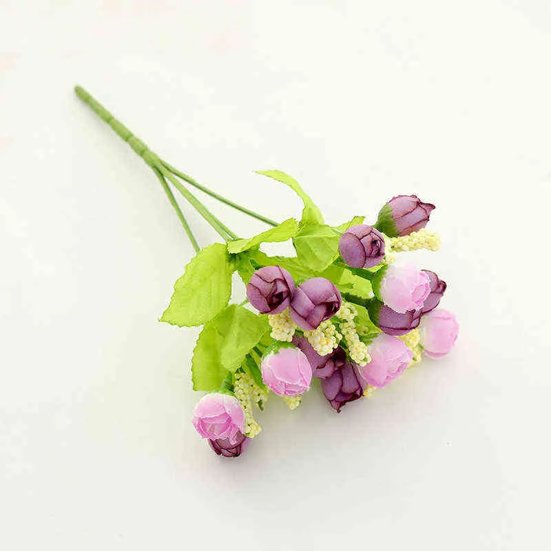 Prezenty dla kobiet 24 cm Mini Rose Bud 15 Głowa jedwabne sztuczne kwiaty 3shee