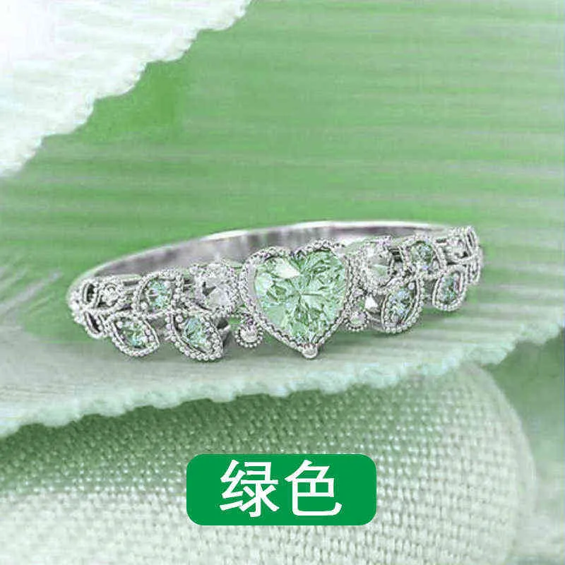 Love Zircon Heart Leaf Ring for Women Girls Fashion Engagement Wedding Party Rings Jewelry Accessories Whole Sale G1125