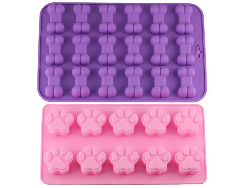 Mujiang valphund Paw and Bone Ice Trays Silicone Pet Behandla mögel Soap Chocolate Jelly Candy Mold Cake Decorating Baking Moulds9309612