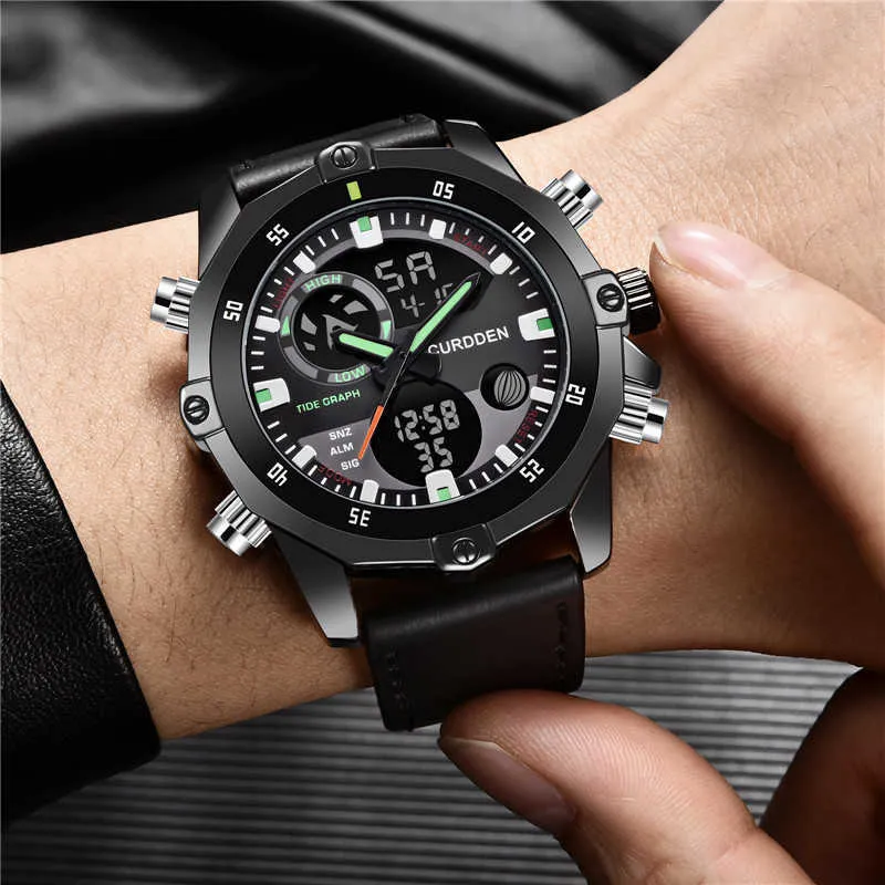 Мужчины военные часы двойной дисплей аналоговые наручные часы светодиодные кварцевые часы мужские Relogios Masculino цифровые спортивные часы мужские подарки G1022