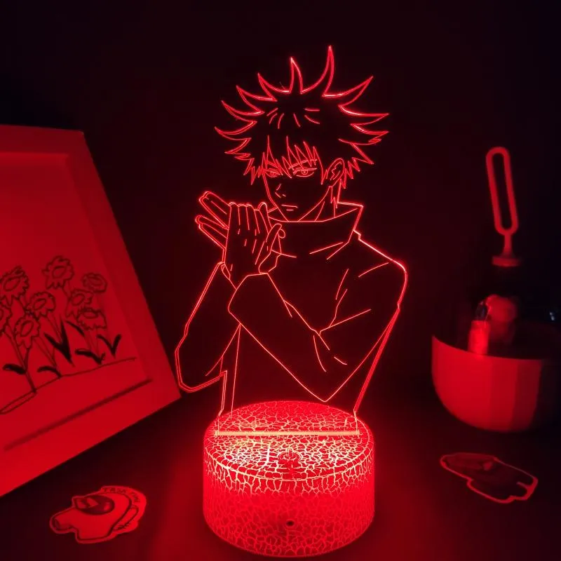 Ночные огни Jujutsu kaisen аниме фигура Megumi fushiguro 3d светодиодная лампа Rgb неоновая спальня столовые стол