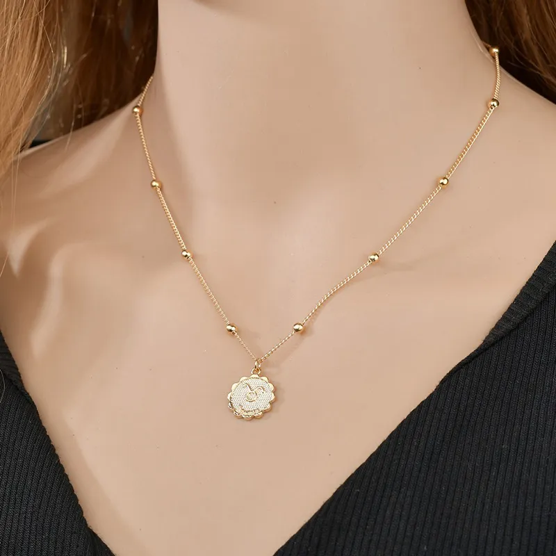 Mode zodiac hänge halsband temperament personlighet trend retro tjejer legering länk kedja smycken semester gåvor