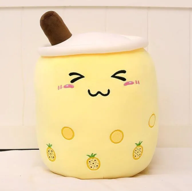 24cm Bubble Milk Tea Plush Toy Brewed Boba - Stuffed Cartoon Cylindrical Body Pillow Cup Shaped Pillow Super Soft Hugging Cushion Creative Gift for Children sxa13