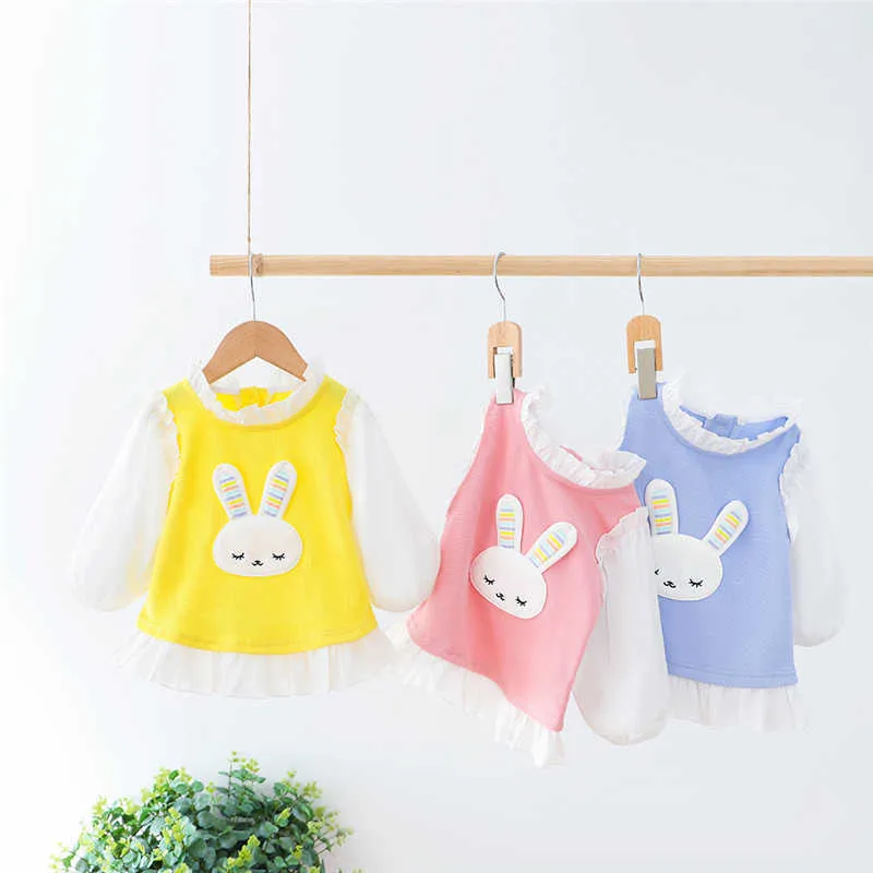 HYLKIDHUOSE Set di abbigliamento ragazze Primavera Autunno Baby Rabbit T-shirt in pizzo Pantaloni Bambini Abbigliamento bambini Abbigliamento casual neonato