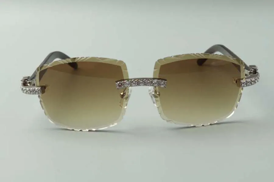 2021 Unika designers solglasögon 3524023 XL Diamond Cuts Lens Natural Hybrid Ox Horns Temples Glasögon storlek 58-18-140mm30h