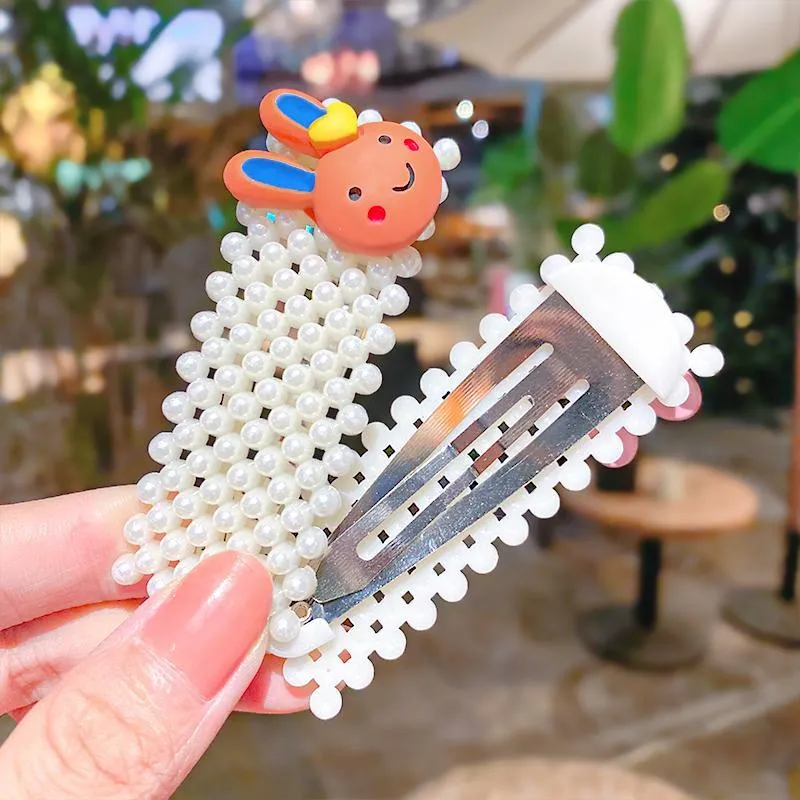 Hair Accessories Girls Elegant Full Pearls Cartoon Hairpins Sweet Ornament Headband Clip Barrette Fashion