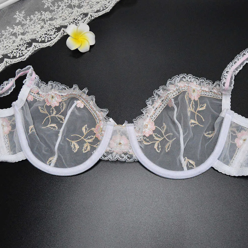 YANDW sexy women bra floral lace embroidery transparent ultra thin 70 75 80 85 90 95 100 A B C D E F EU US UK Size Standard 210623191K