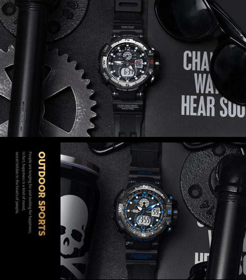 Smael Sport Watch Men 2021 Clock maschio LED Digital Quartz Orologi del marchio maschile Digital-Watch Relogio Masculino278T