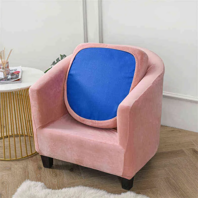Split Style Tub Sofa Cover Stretch Velvet Coffee Bar Club Chair Living Room Mini Couch Slipcovers With Seat Cushion s 211116