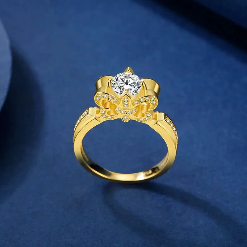 Bague en diamant plaqué argent S925, couleur or, Simulation de Moissanite, couronne de reine dominatrice, bijoux magnifiques et exquis, meilleures ventes