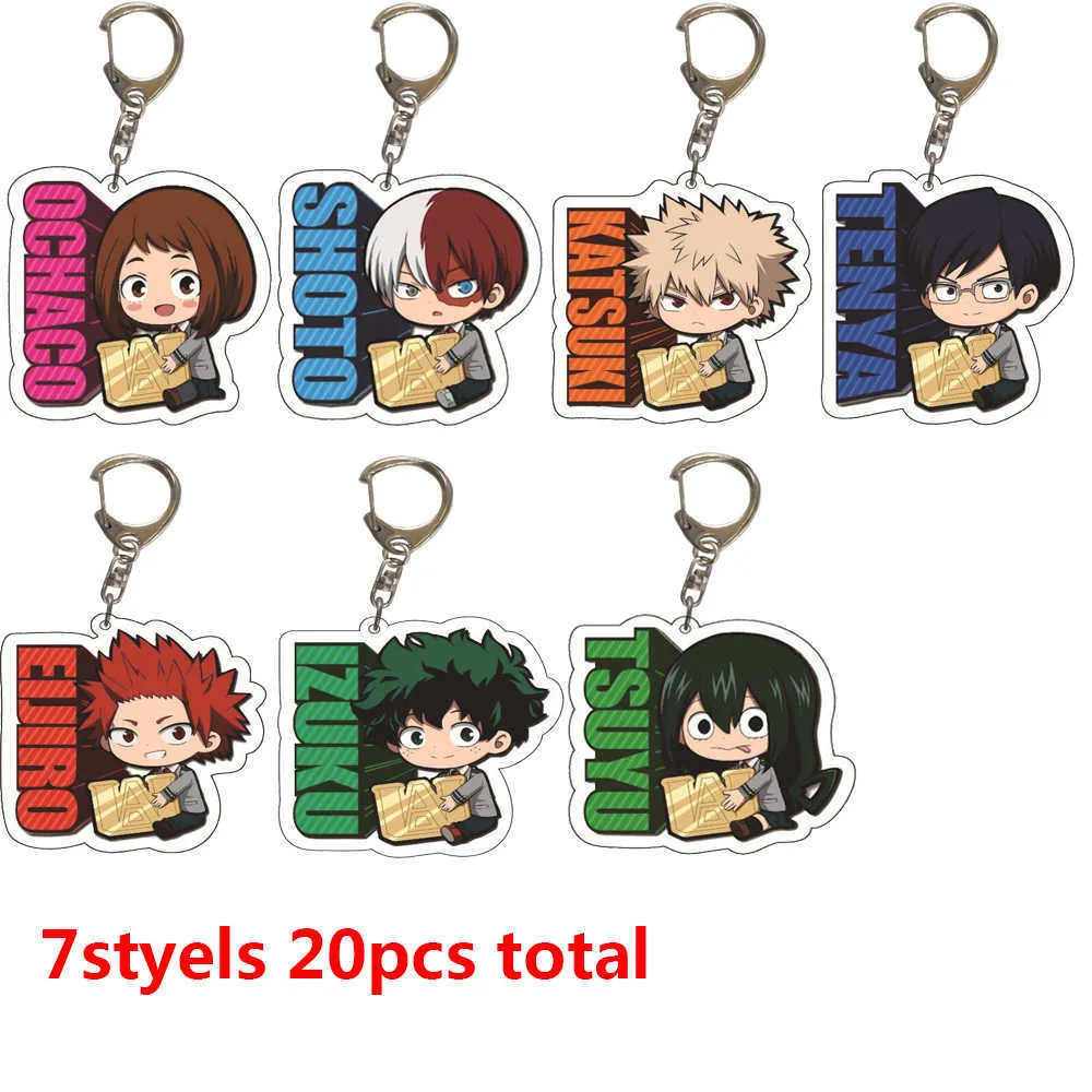 20 pz/lotto My Hero Academia Acrilico Portachiavi Anime Izuku Bakugou Katsuki Todoroki Shoto Figura Ciondolo Portachiavi Gioielli All'ingrosso H0915