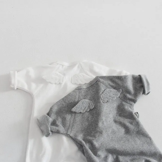 Bebé menina romper crianças europeu pijamas bandagem de algodão anjo asas de lazer roupa nascida jumpsuit toddler 210515