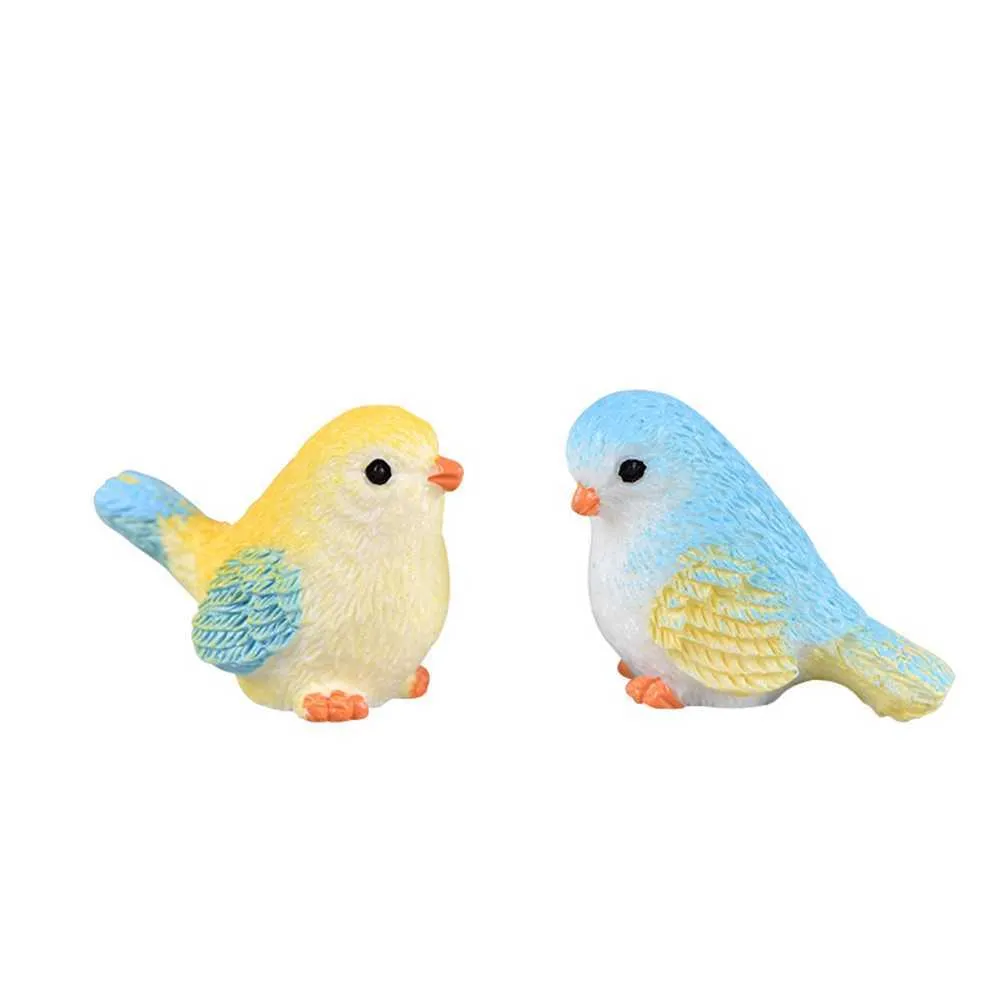 4 unidsadorno de resina para el hogar lindos pájaros pequeños modelo Animal figurita decoración de vidrio artesanía en miniatura jardín accesorios DIY Y0910