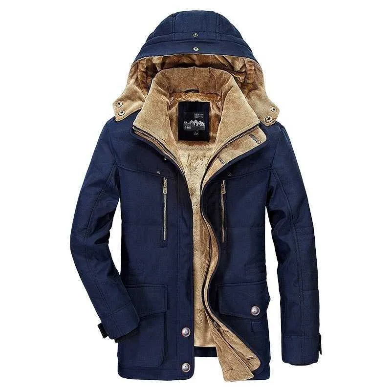 따뜻한 겨울 자켓 남자 양털 두건이 된 코트 두꺼운 파커 남성 자켓 outwear 모자 탈착식 코트 남자 Jaqueta Masculina S-5XL 211009