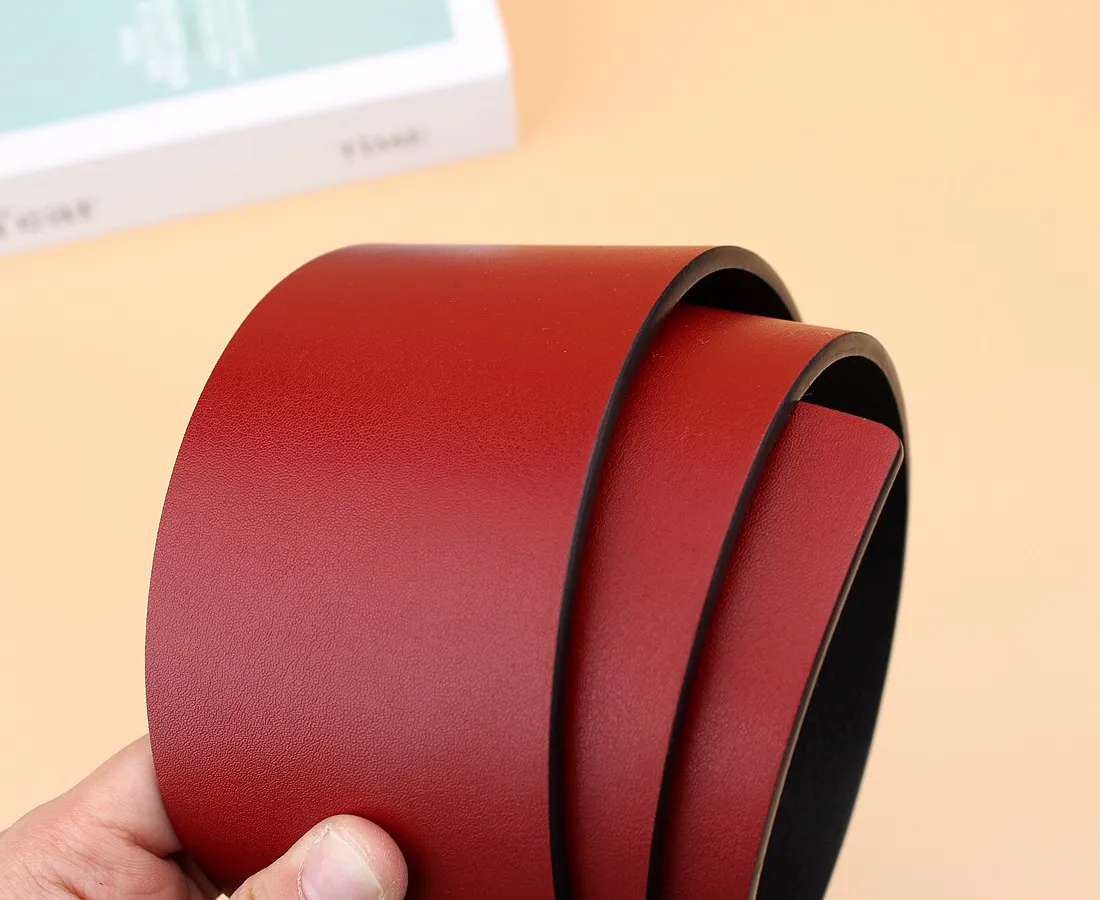 Fashion Women Belt Genuine Leather black and red color 7cm width belt Female belts classical Gold smooth Big Buckle303W