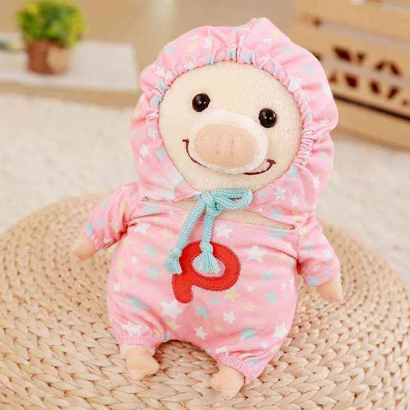 漫画かわいい豚服とかわいい豚ぬいぐるみぬいぐるみカワイイ動物人形柔らかい赤ちゃんが添付された子供のための枕の誕生日プレゼントY211119
