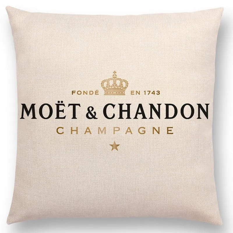 Kuddefodral Moet Chandon Champagne kudde kudde täcker 45x45 cm soffa dekoration presentbrev med linne täckning för el car1928