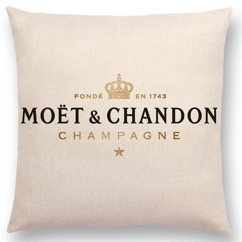 枕ケースMoet Chandonシャンパン枕カバークッションカバー45x45cmソファ装飾ギフトレタープリントリネンカバーEL CAR1928