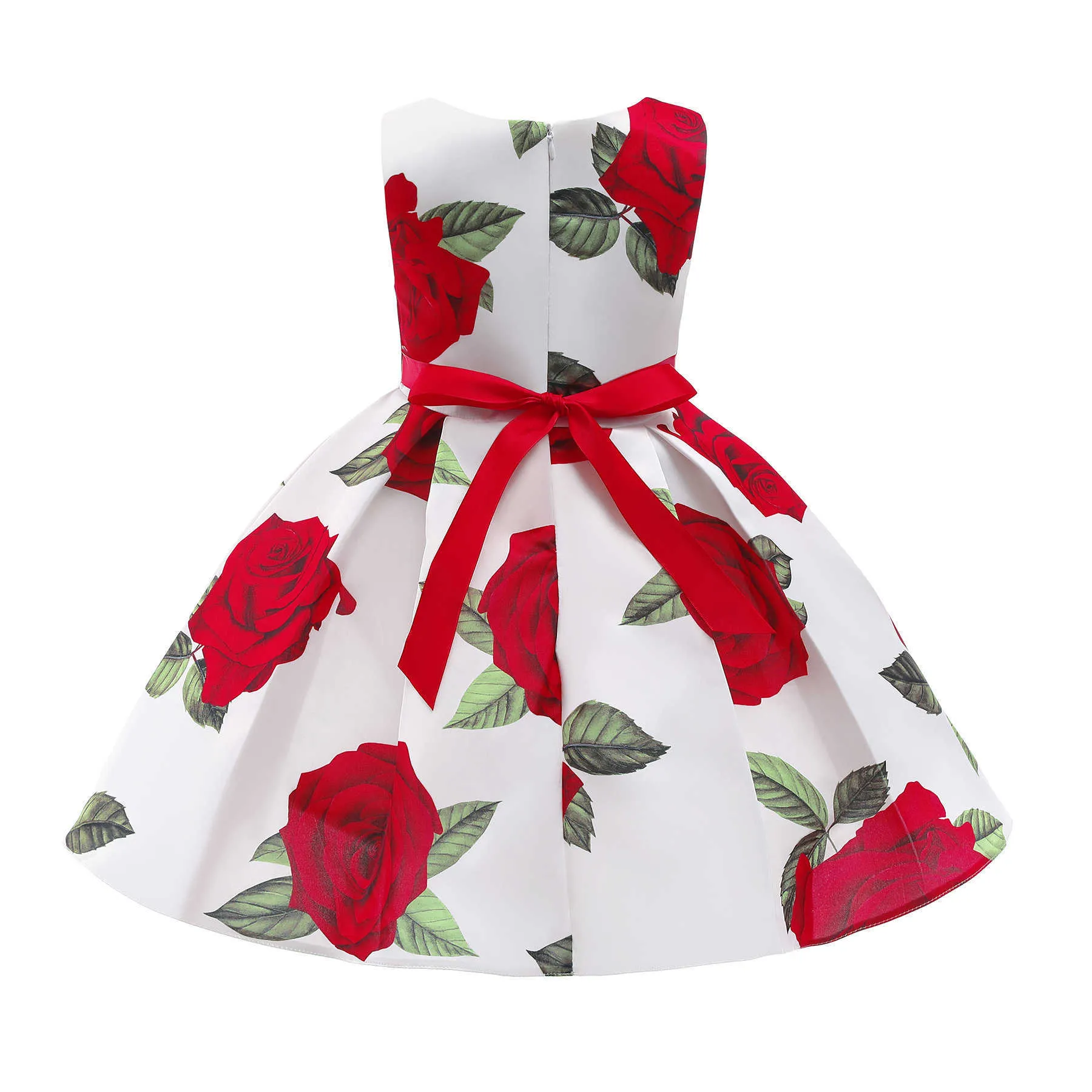 HETISO Abito estivo a fiori di rosa ragazze Abbigliamento bambini floreale bianco nero Abiti da sposa bambini in cotone 2 8 10 anni Q0716