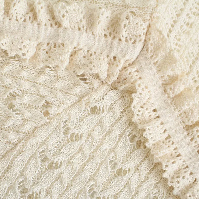 Zoete vrouwen ruche kraag gebreide trui lente-herfst mode dames knitwear schattige vrouwelijke boog decoratie 210515