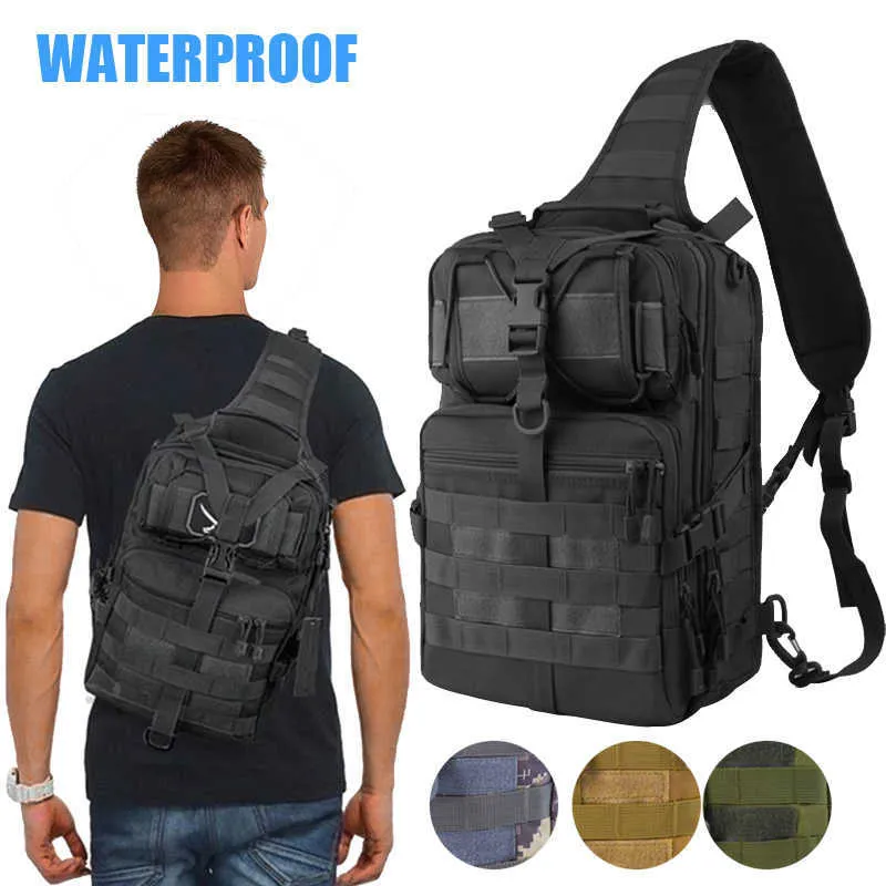 20L Military Sling Waterproof Backpack Tactical Assault Pack Army Rucksack Shoulder Bag For Outdoor Hiking Camping Trekking Y0721