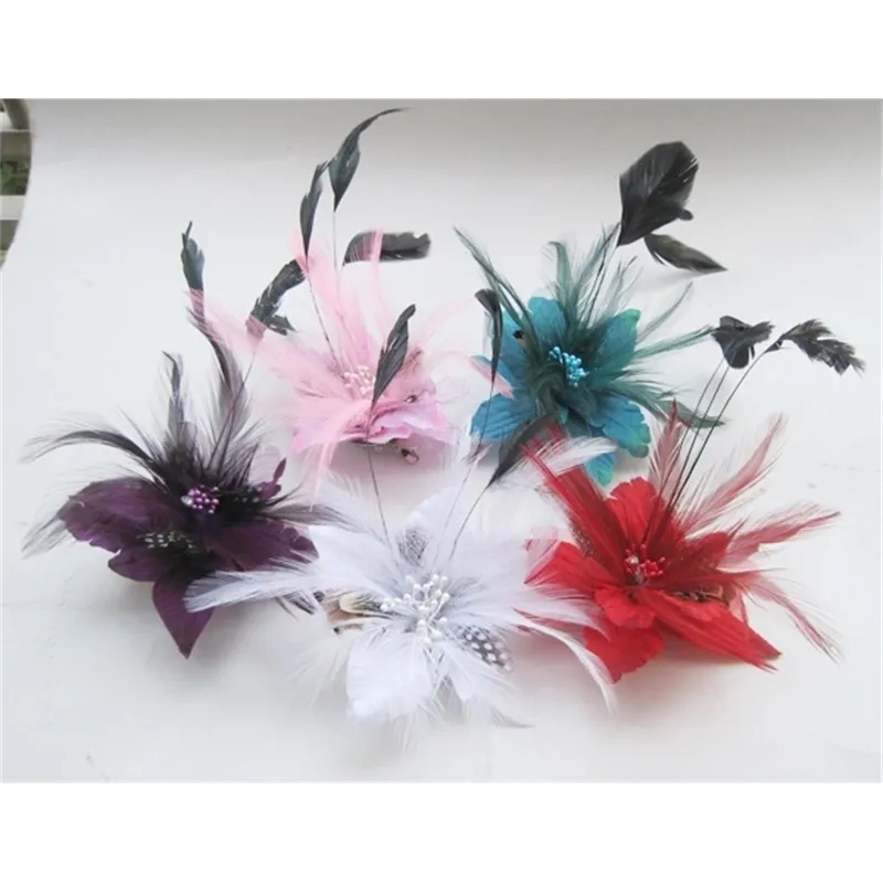 Feather Wedding hairpins Headdress head flower Clip brooch fashion Breast pin School Girl Hair accessories