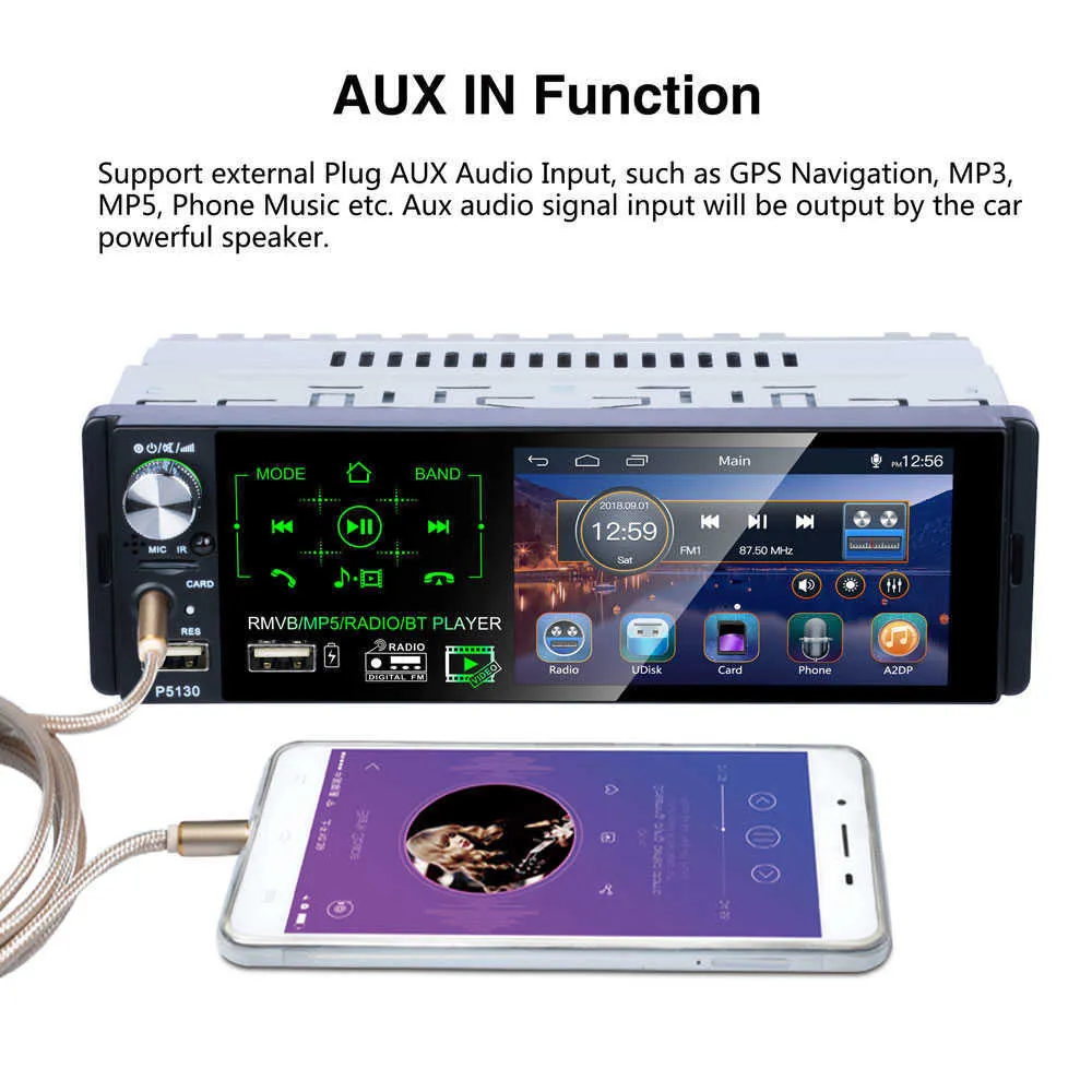 新しい4.1インチカーオーディオラジオMP5プレーヤーのフルタッチスクリーン2USB RDS FMステレオAM TFカードAUX Bluetooth MP5プレイヤーカーマルチメディア