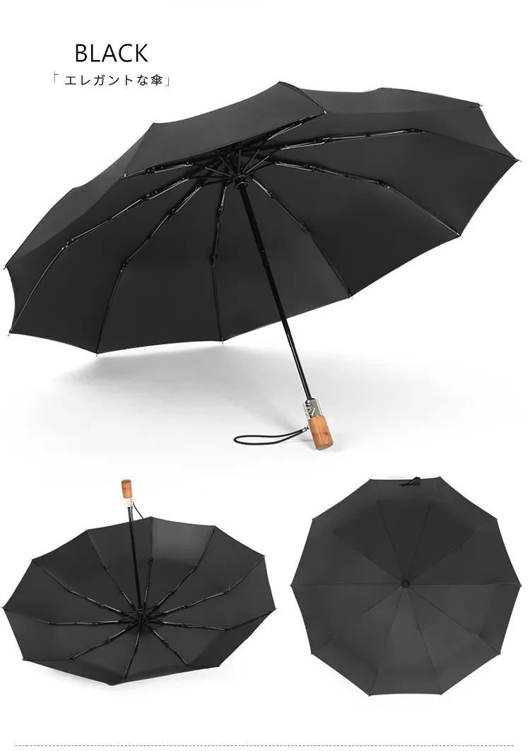 Auto Open / Close Windtroof Rain Paraply, Travel Man, Portable Paraplyer med Ergonomiskt handtag