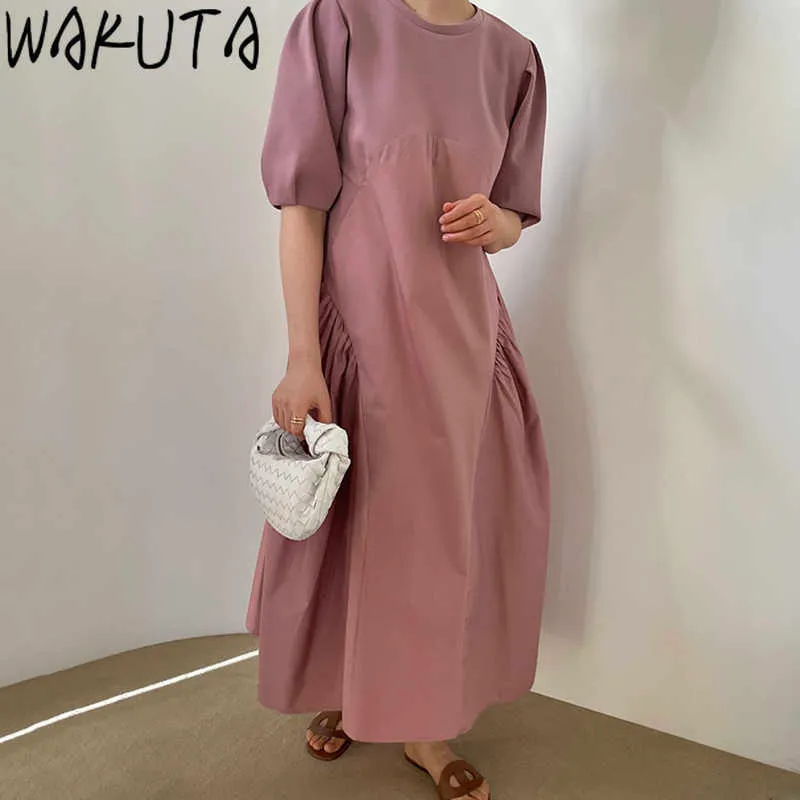 WAKUTA модное летнее женское платье корейского дизайнера элегантные платья Vestidos повседневные элегантные длинные платья макси в стиле ампир для женщин 2105292506