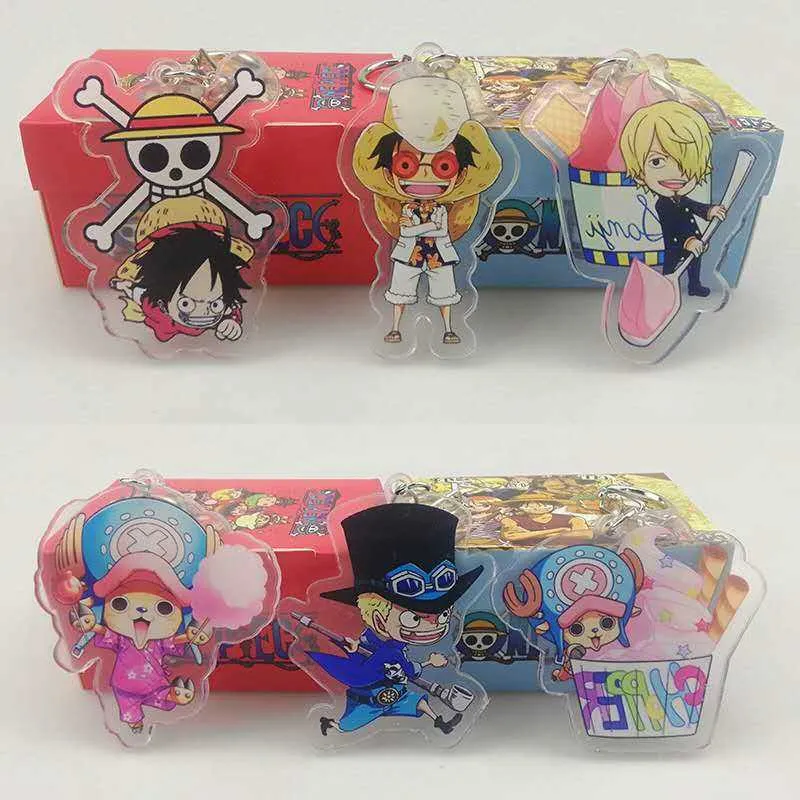 lot caricature entier One Piece Luffy Transparent PVC Keychain Tony Chopper Roronoa Zoro Sanj Fashion Accessory Llaveros H093704557