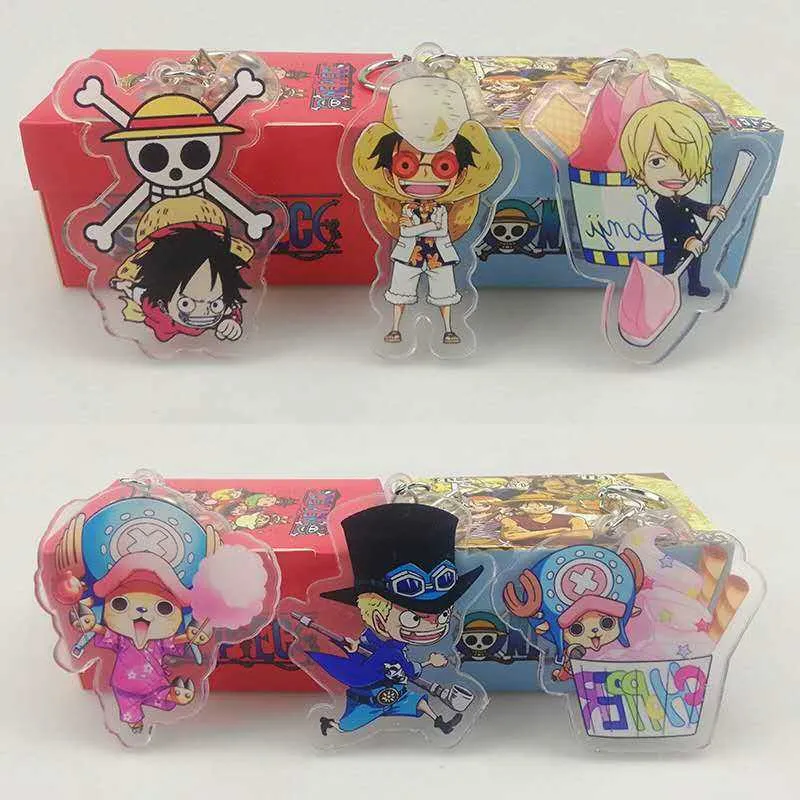 lot intero fumetto intero un pezzo Luffy trasparente portachiavi in PVC Tony Chopper Roronoa Zoro Sanj Fashion Accessory Llaveros H096214938