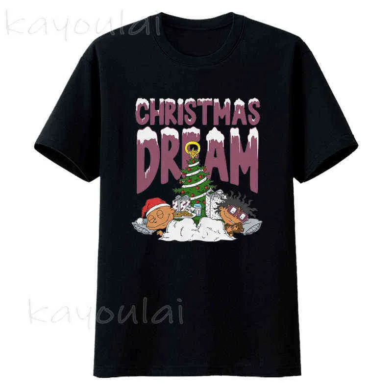 Haute qualité Harajuku graphique impression t-shirt court rêve de noël unisexe impression personnalisée graphique manches col rond t-shirts chemise G1217