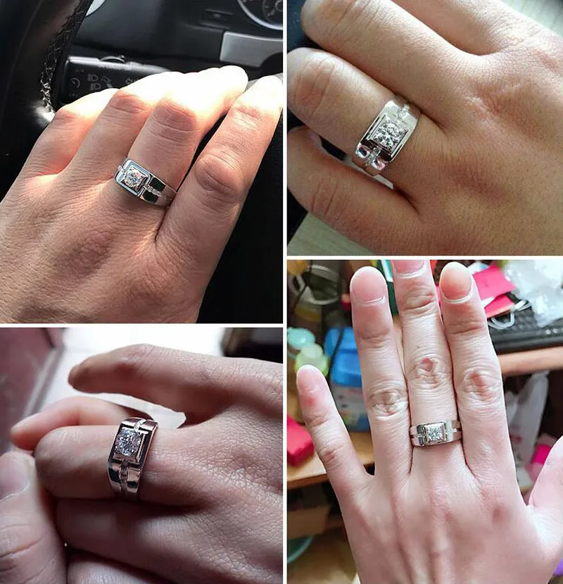 Прекрасный мужчина 925 серебряный серебряный серебряный кубический циркония обручальное кольцо для мужчин кольца кольца ювелирные изделия размер подарка 6121537324