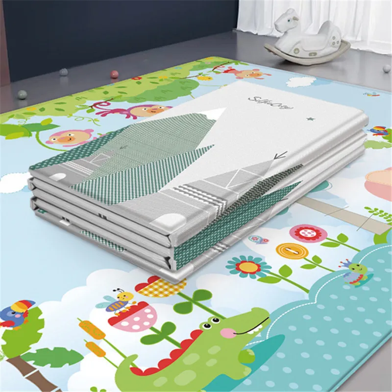 Waterproof Baby Play Mat Baby Room Decor Home Foldable Child Crawling Mat Double-sided Kids Rug Foam Carpet Game Playmat 210320