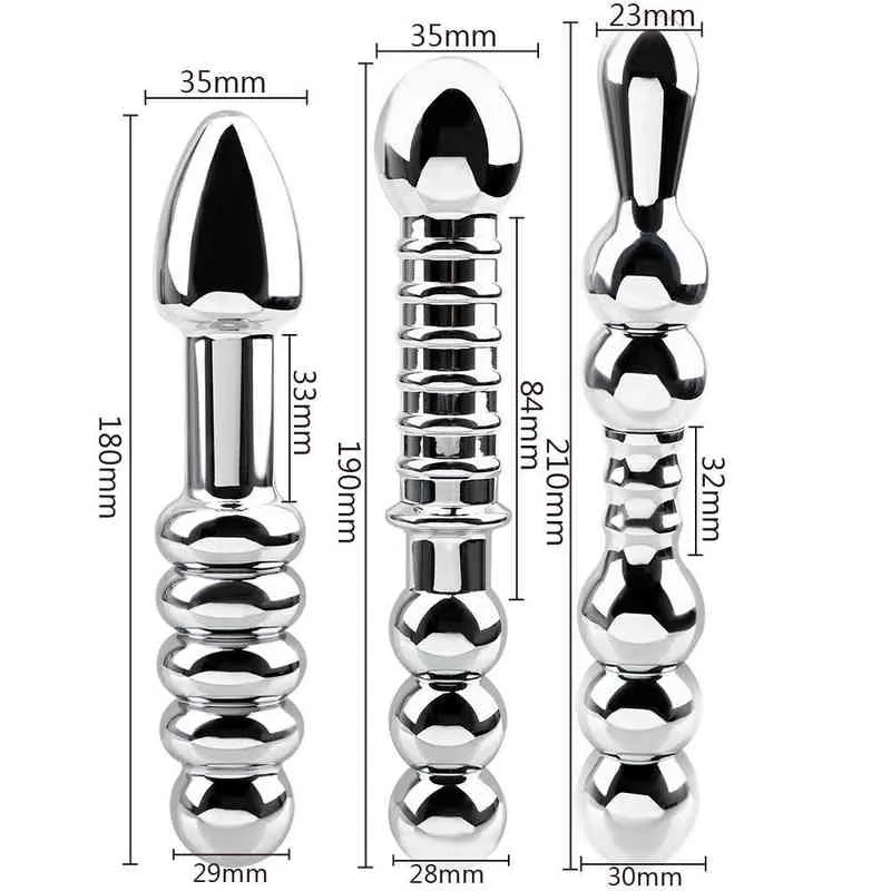 Roestvrijstalen dildo anale stimulatie dubbele hoofd kont plug prostaat massage metalen anale plug seksspeeltjes voor mannen vrouwen G220225